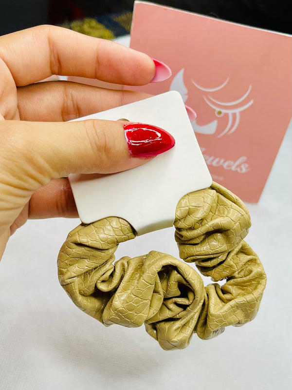 Leather scrunchie